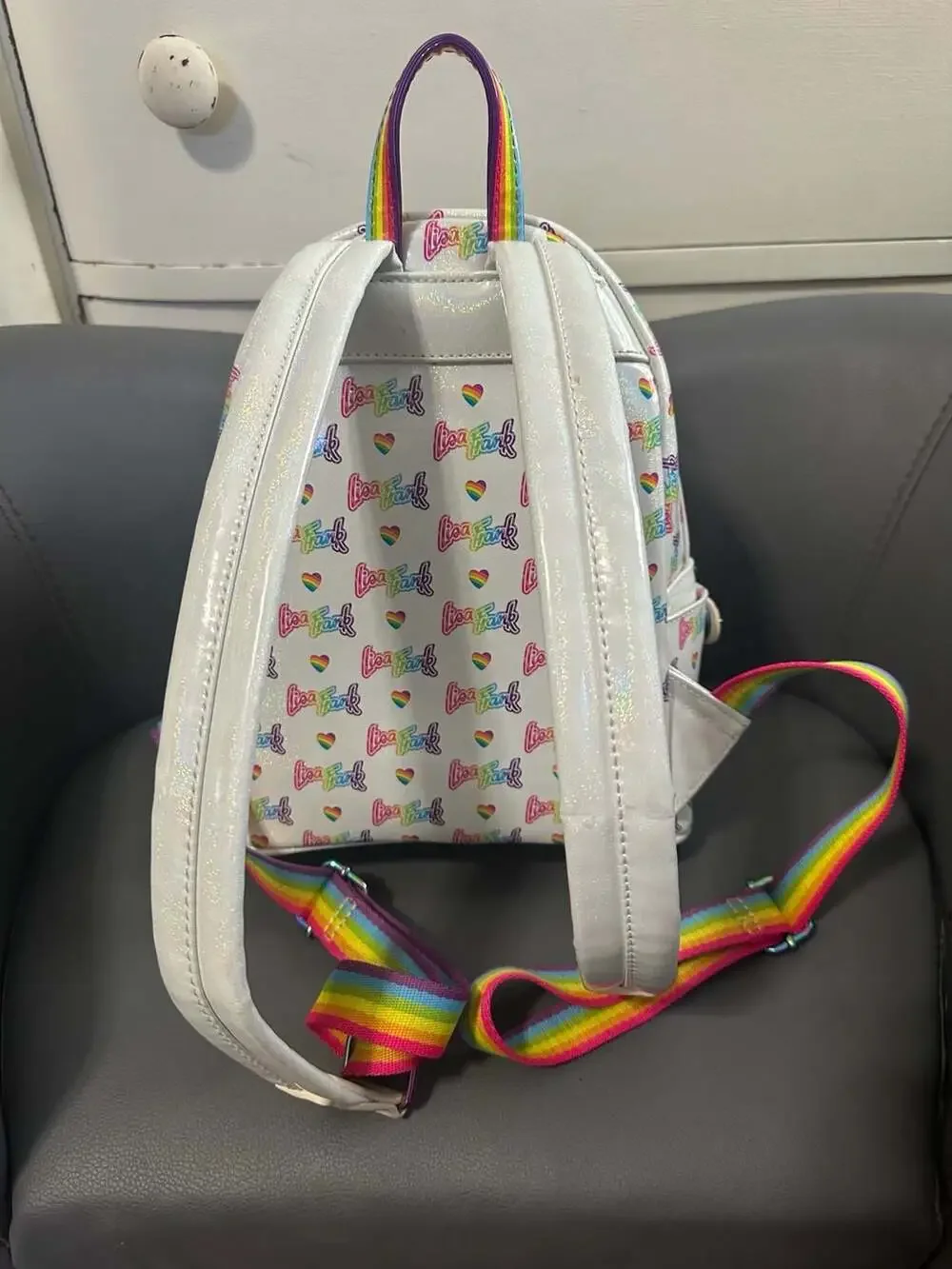 Loungefly x Lisa Frank Logo Mini Backpack w/Detachable Rainbow Heart Fanny Pack - Picture 4 of 11